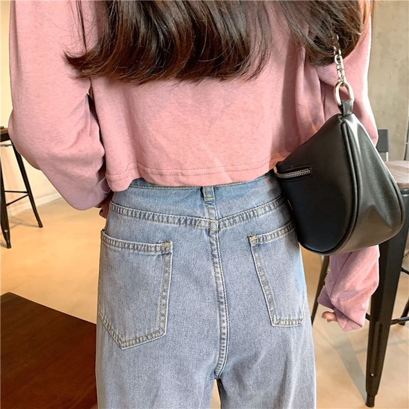 High Waist Washed Loose Fit Jeans SpreePicky