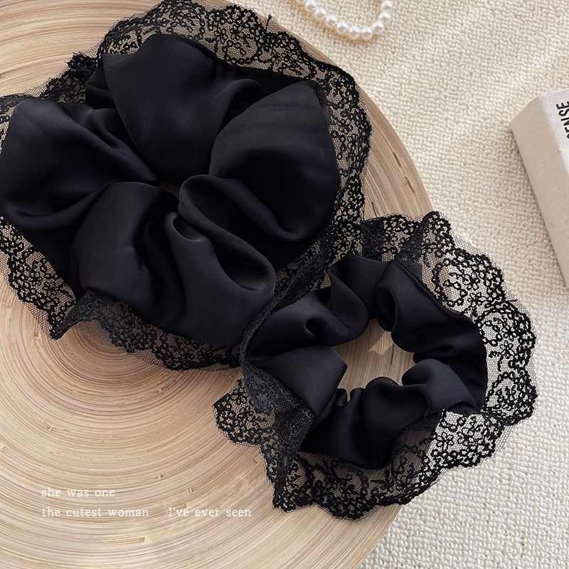 Plain Lace Trim Scrunchie SpreePicky