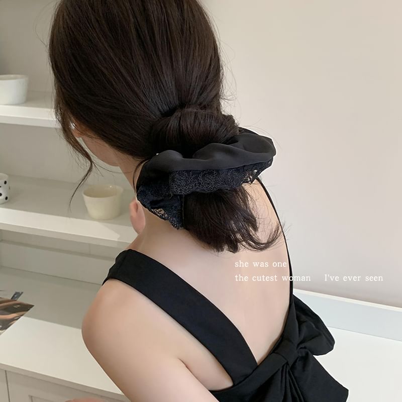 Plain Lace Trim Scrunchie SpreePicky