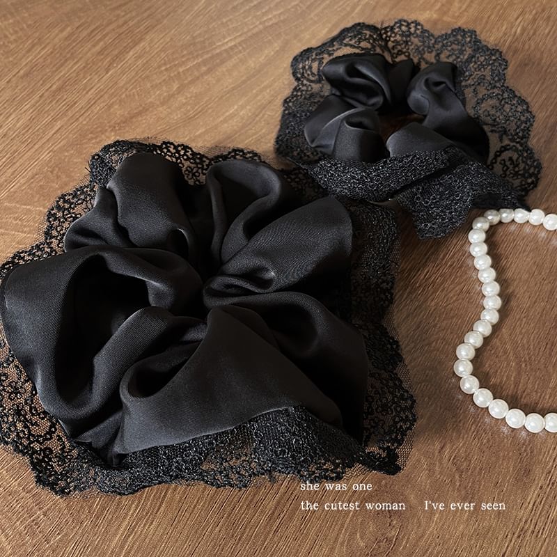 Plain Lace Trim Scrunchie SpreePicky