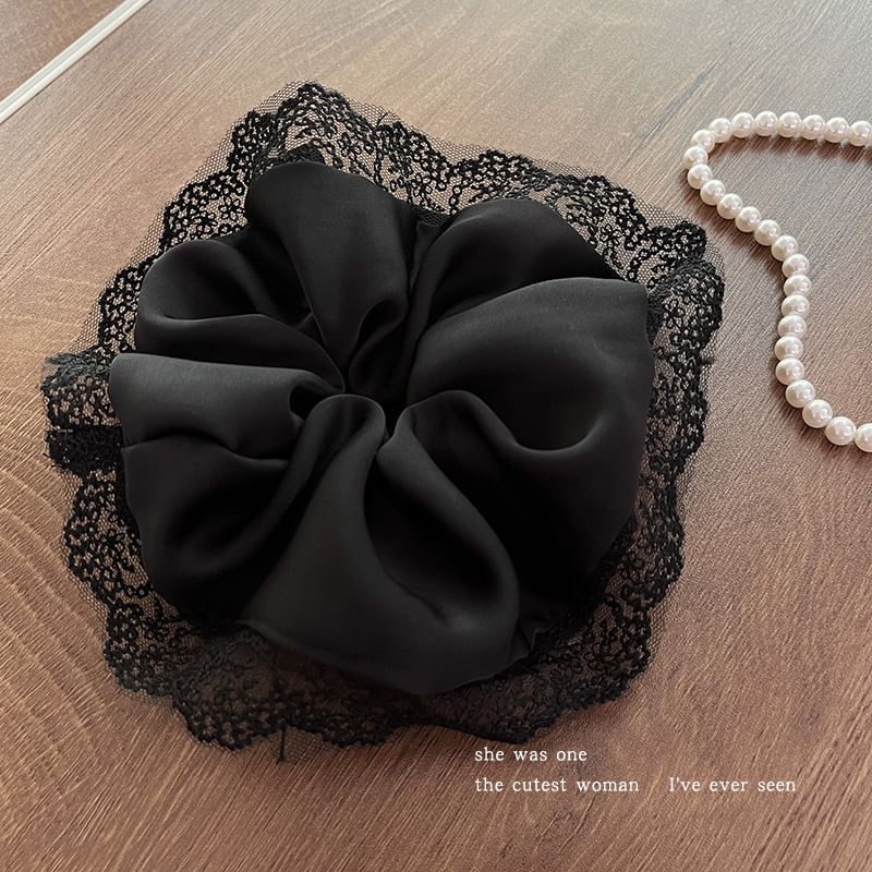 Plain Lace Trim Scrunchie SpreePicky