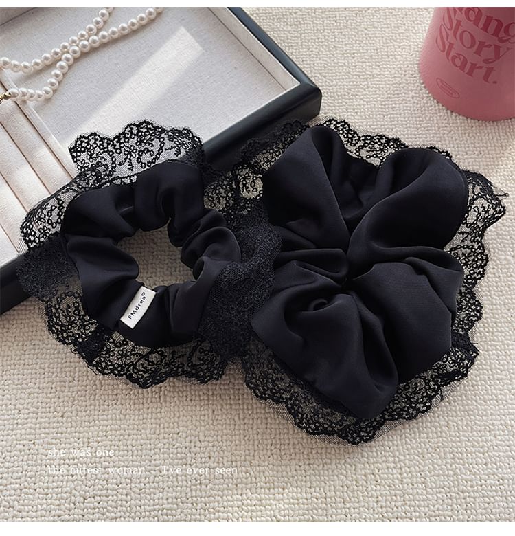 Plain Lace Trim Scrunchie SpreePicky