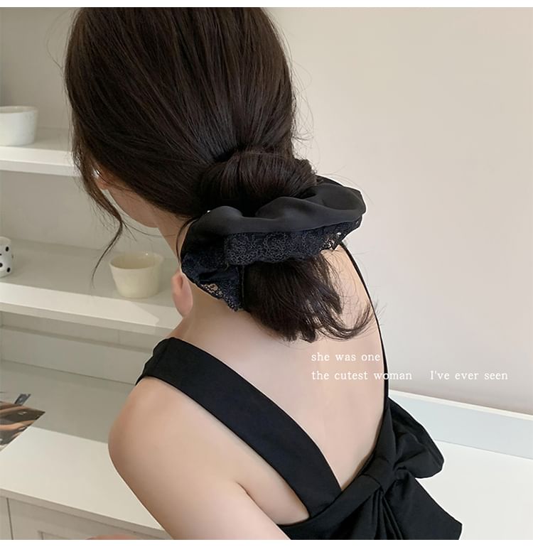 Plain Lace Trim Scrunchie SpreePicky