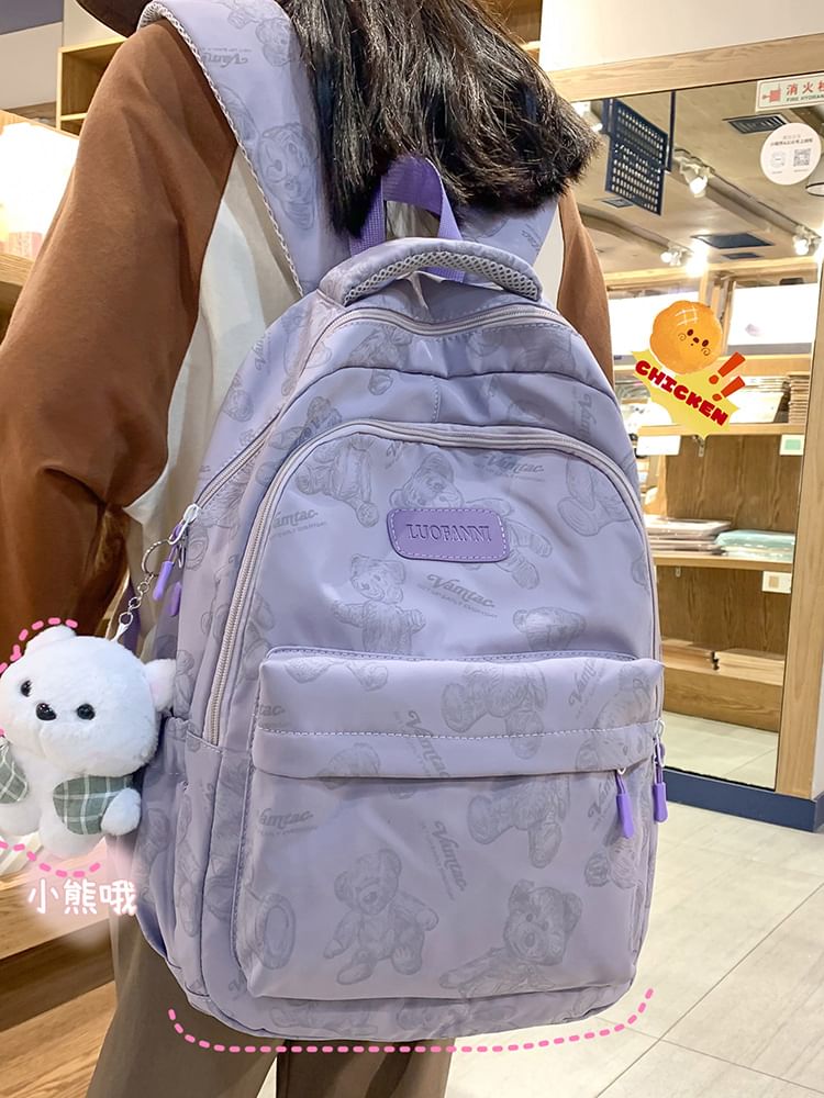 Bear Print Nylon Backpack SpreePicky