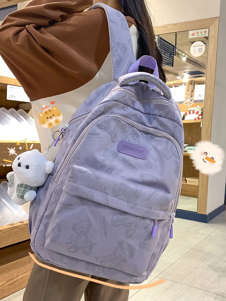 Bear Print Nylon Backpack SpreePicky