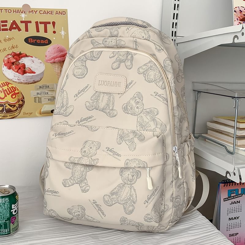 Bear Print Nylon Backpack SpreePicky