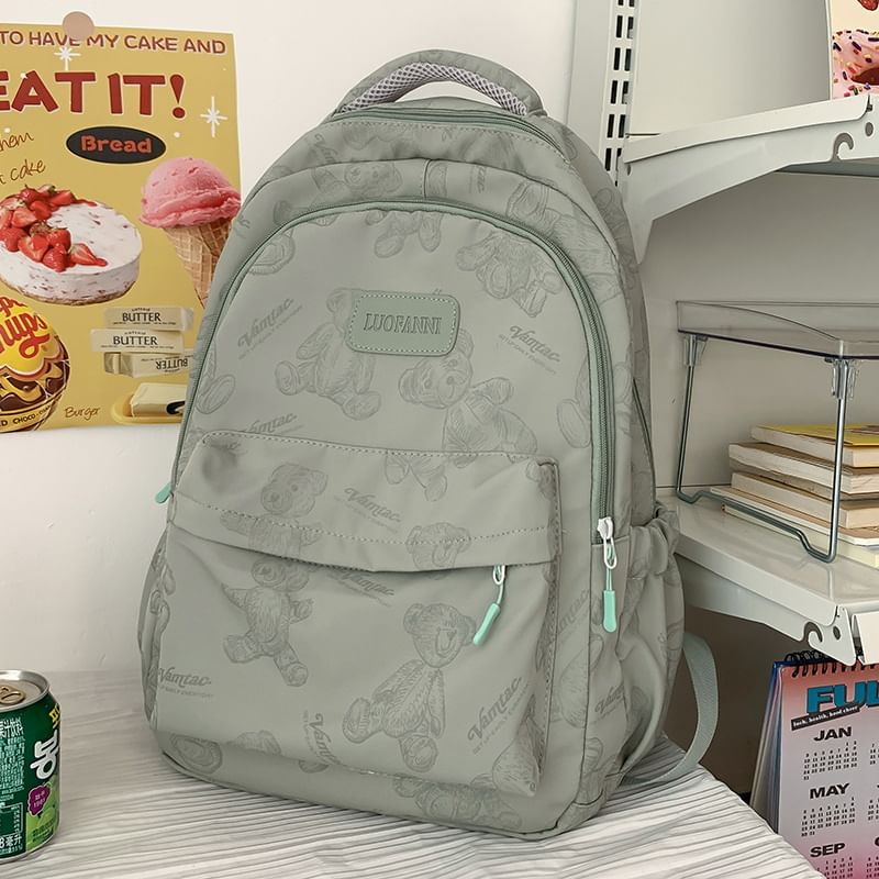 Bear Print Nylon Backpack SpreePicky