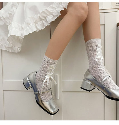 Ribbon Lace Up Short Socks SpreePicky