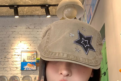 Star Applique Flat Cap SpreePicky