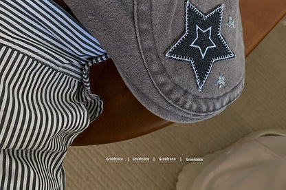 Star Applique Flat Cap SpreePicky