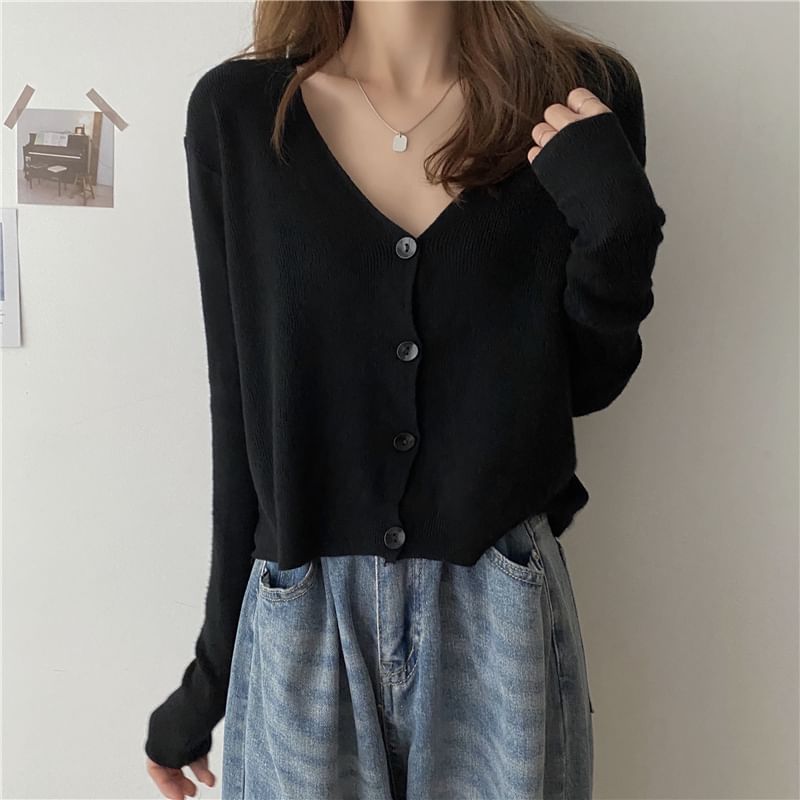 V-Neck Plain Cardigan SpreePicky