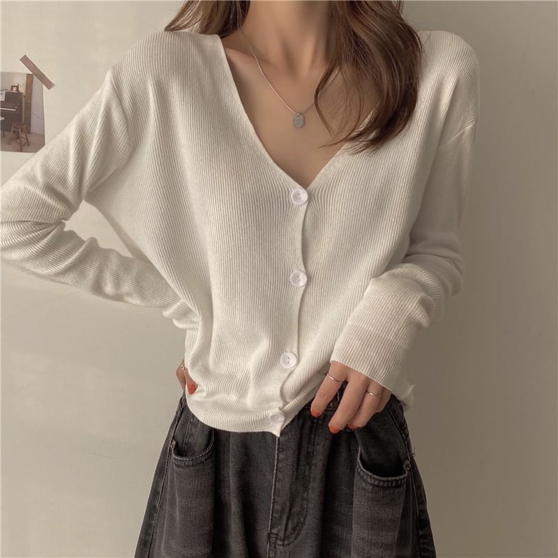 V-Neck Plain Cardigan SpreePicky