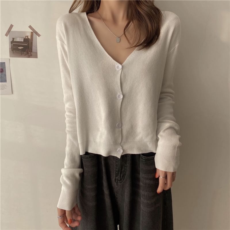 V-Neck Plain Cardigan SpreePicky