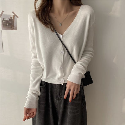 V-Neck Plain Cardigan SpreePicky