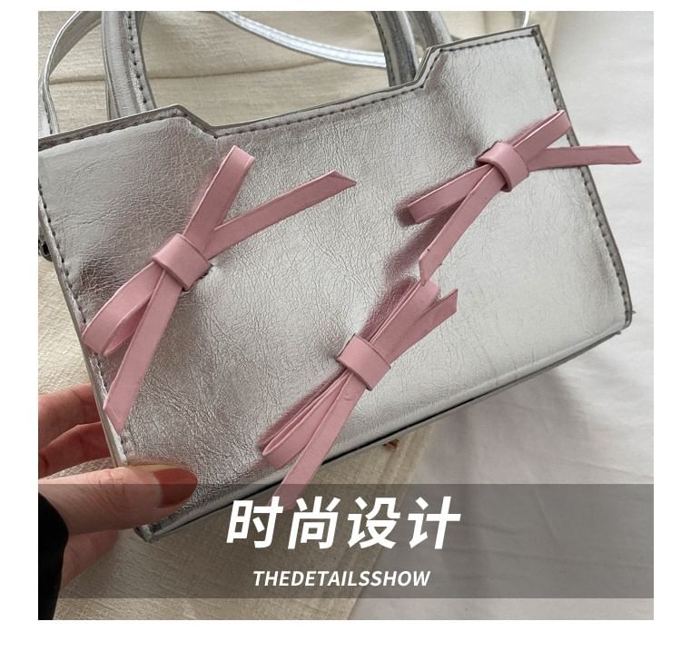 Ribbon Faux Leather Crossbody Bag SpreePicky