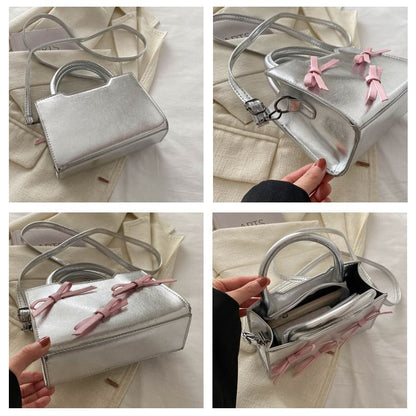 Ribbon Faux Leather Crossbody Bag SpreePicky