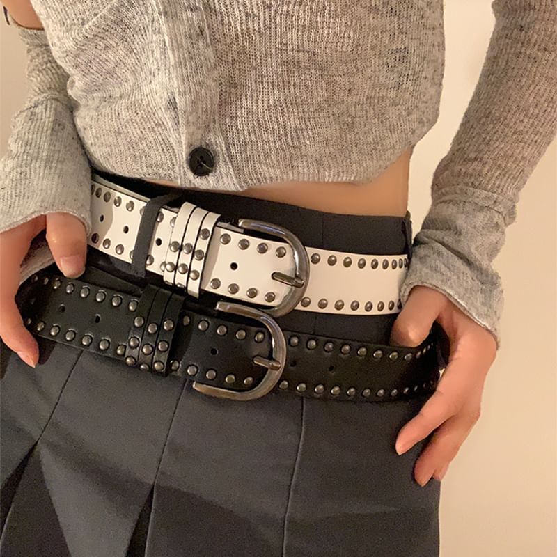 Studded Faux Leather Belt SpreePicky