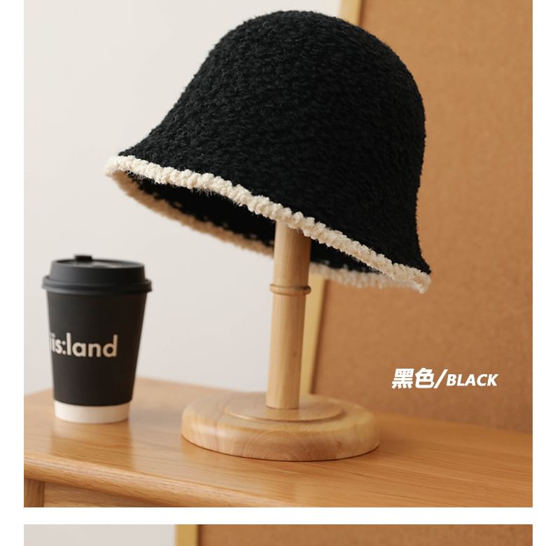 Contrast Trim Fleece Bucket Hat SpreePicky