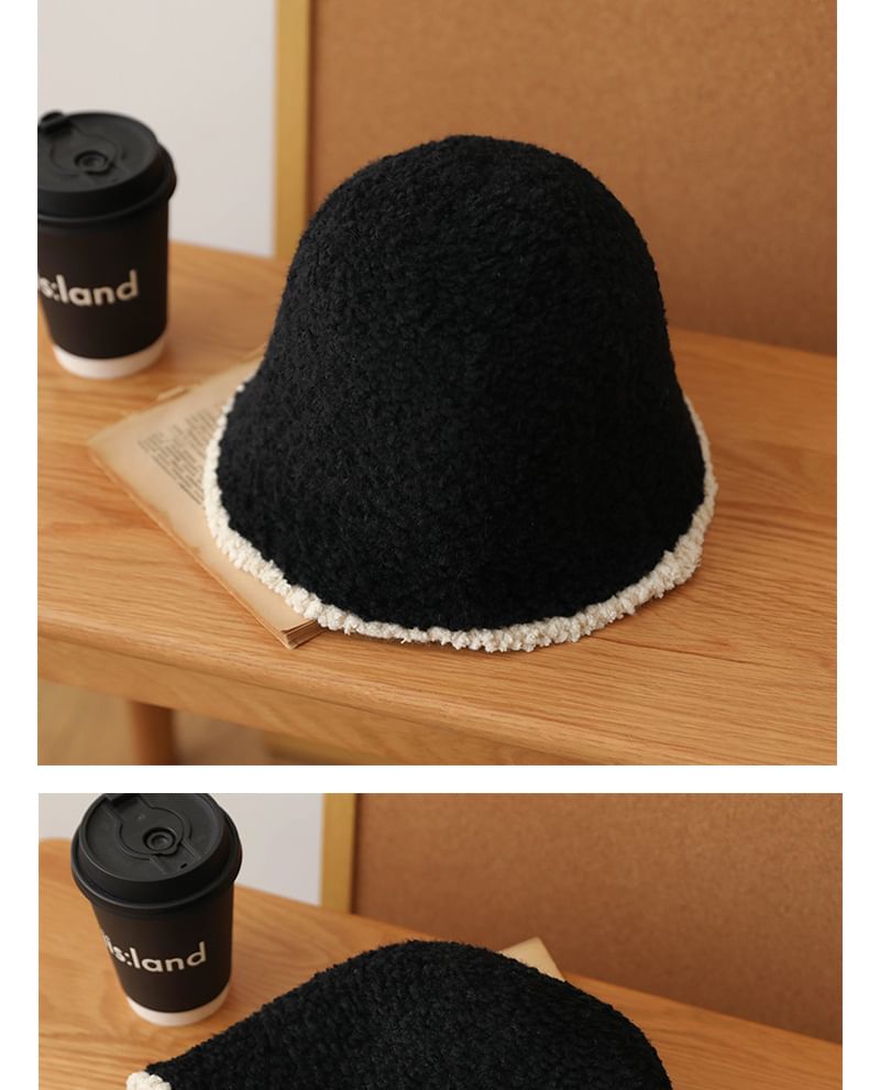 Contrast Trim Fleece Bucket Hat SpreePicky