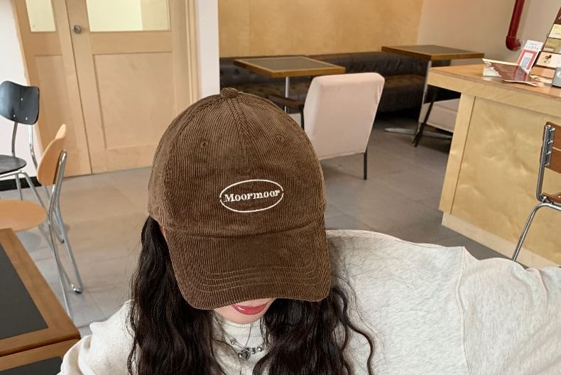 Lettering Embroidered Corduroy Baseball Cap SpreePicky