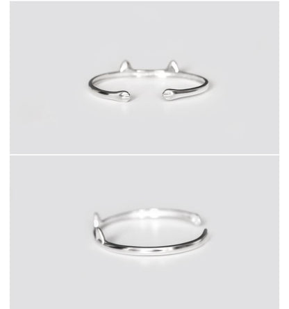 Cat Ear Sterling Silver Open Bangle SpreePicky