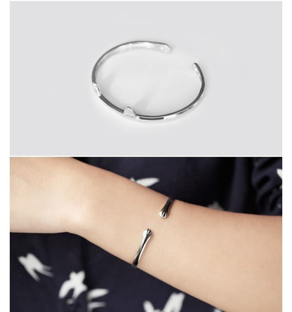 Cat Ear Sterling Silver Open Bangle SpreePicky