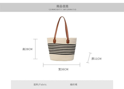 Striped Woven Tote Bag SpreePicky