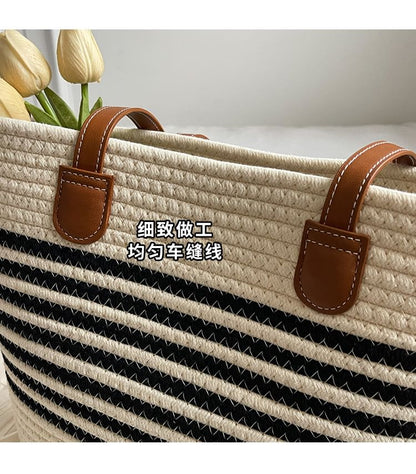 Striped Woven Tote Bag SpreePicky