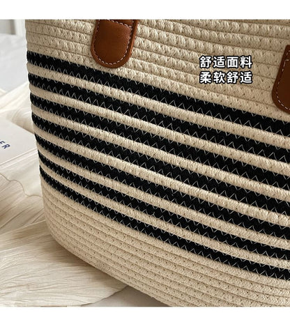 Striped Woven Tote Bag SpreePicky