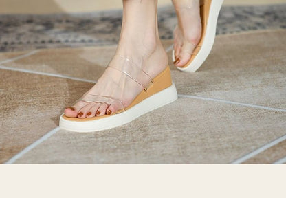 PVC Strap Platform Slide Sandals mySite