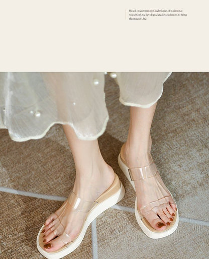 PVC Strap Platform Slide Sandals mySite