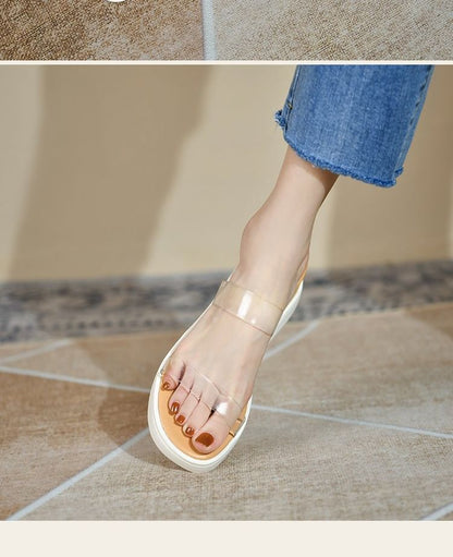 PVC Strap Platform Slide Sandals mySite