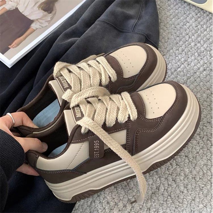 Two Tone Lettering Platform Sneakers mySite