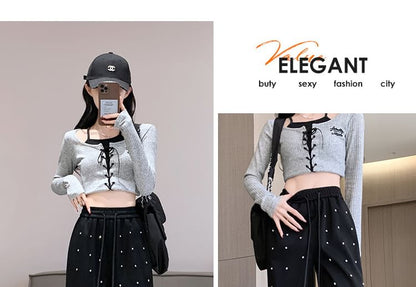 High Waist Rhinestone Wide Leg Pants SpreePicky