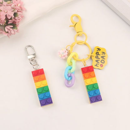 Rainbow Toy Block Bag Charm Keyring (Various Designs) SpreePicky