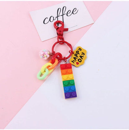 Rainbow Toy Block Bag Charm Keyring (Various Designs) SpreePicky