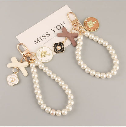 Floral Faux Pearl Bag Charm Keyring (Various Designs) SpreePicky