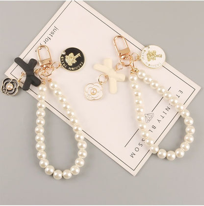 Floral Faux Pearl Bag Charm Keyring (Various Designs) SpreePicky