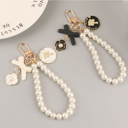 Floral Faux Pearl Bag Charm Keyring (Various Designs) SpreePicky