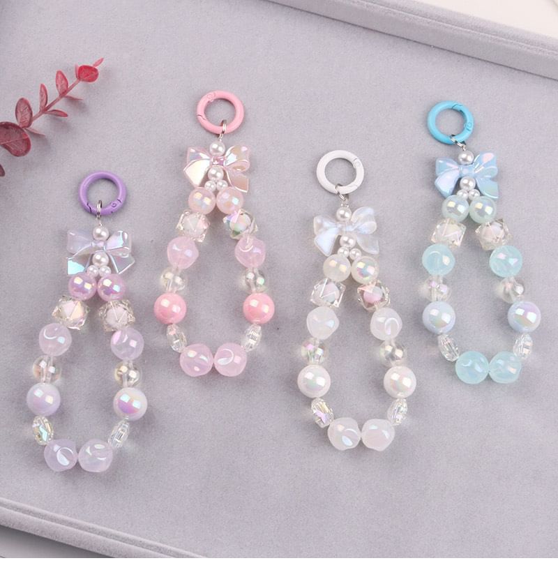 Bow Faux Pearl Bag Charm Keyring SpreePicky