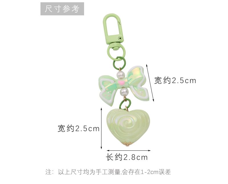 Bow Heart Acrylic Bag Charm Keyring (Various Designs) SpreePicky