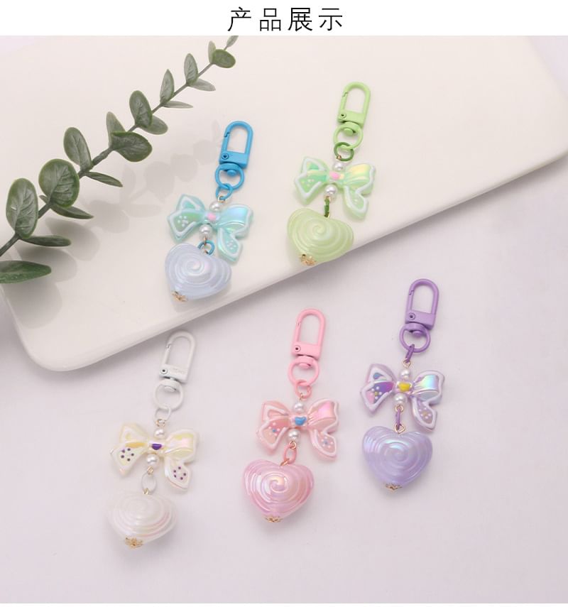 Bow Heart Acrylic Bag Charm Keyring (Various Designs) SpreePicky