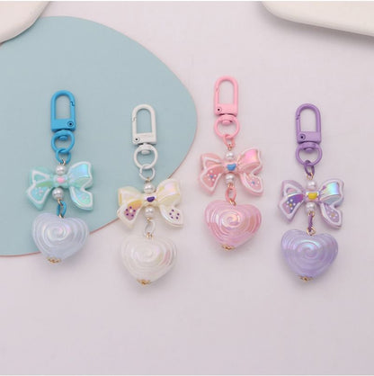 Bow Heart Acrylic Bag Charm Keyring (Various Designs) SpreePicky