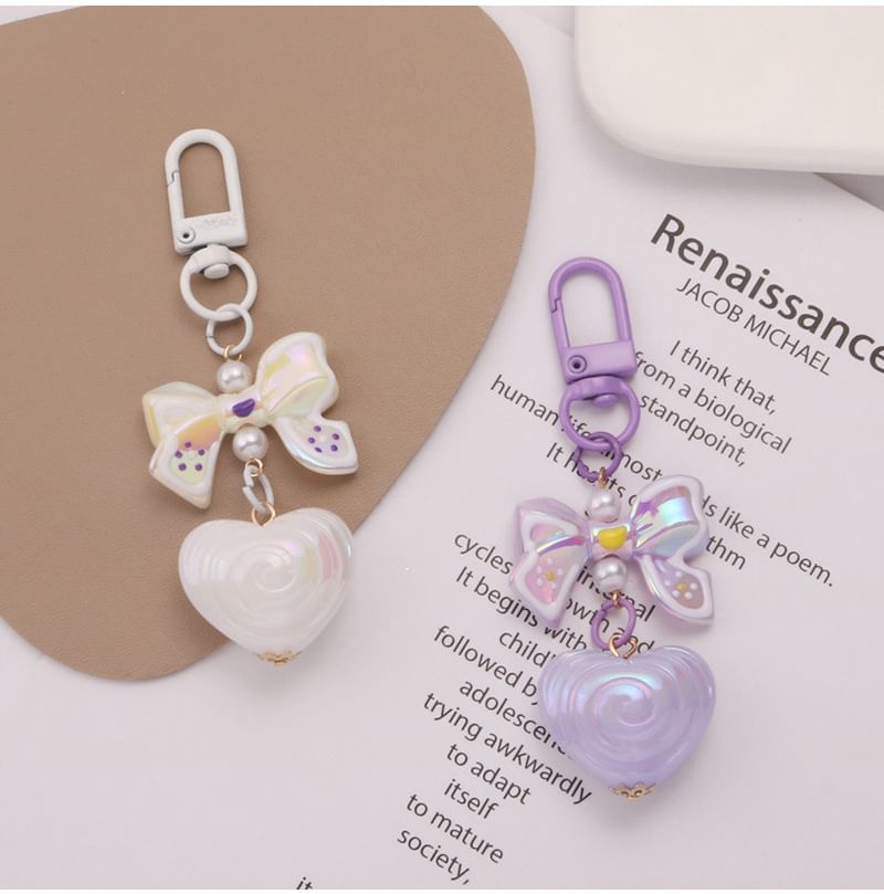 Bow Heart Acrylic Bag Charm Keyring (Various Designs) SpreePicky