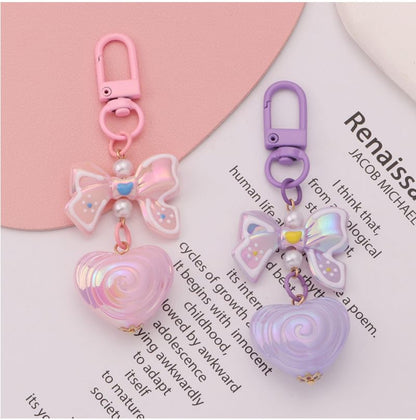 Bow Heart Acrylic Bag Charm Keyring (Various Designs) SpreePicky