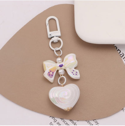 Bow Heart Acrylic Bag Charm Keyring (Various Designs) SpreePicky