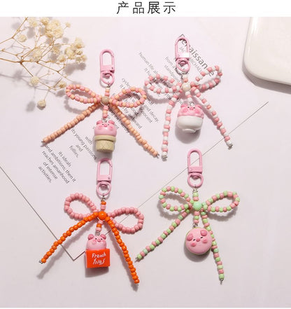 Pig Bow Bead Resin Bag Charm Keyring (Various Designs) SpreePicky