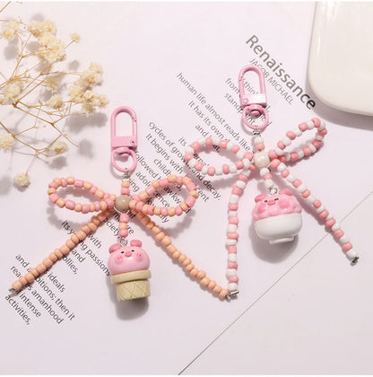 Pig Bow Bead Resin Bag Charm Keyring (Various Designs) SpreePicky