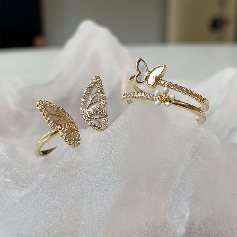 Butterfly Shell Alloy Open Ring SpreePicky