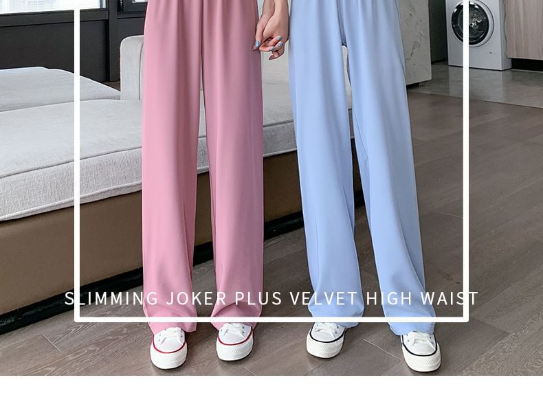 Pants Designs) Leg Plain Waist (Various Elastic Straight FashionChic